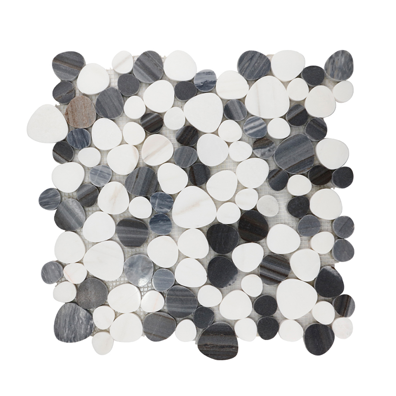 Palissandro Blue and Dolomite White Pebble-look Marble Mosaic