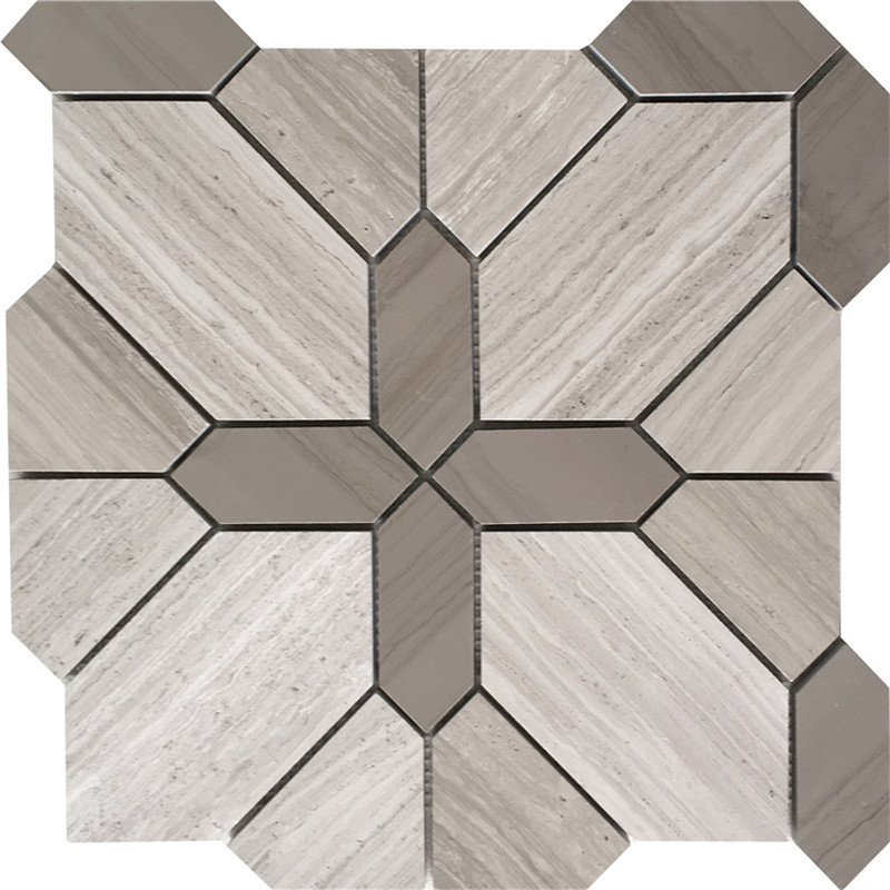 Wooden White Marble Mosaic