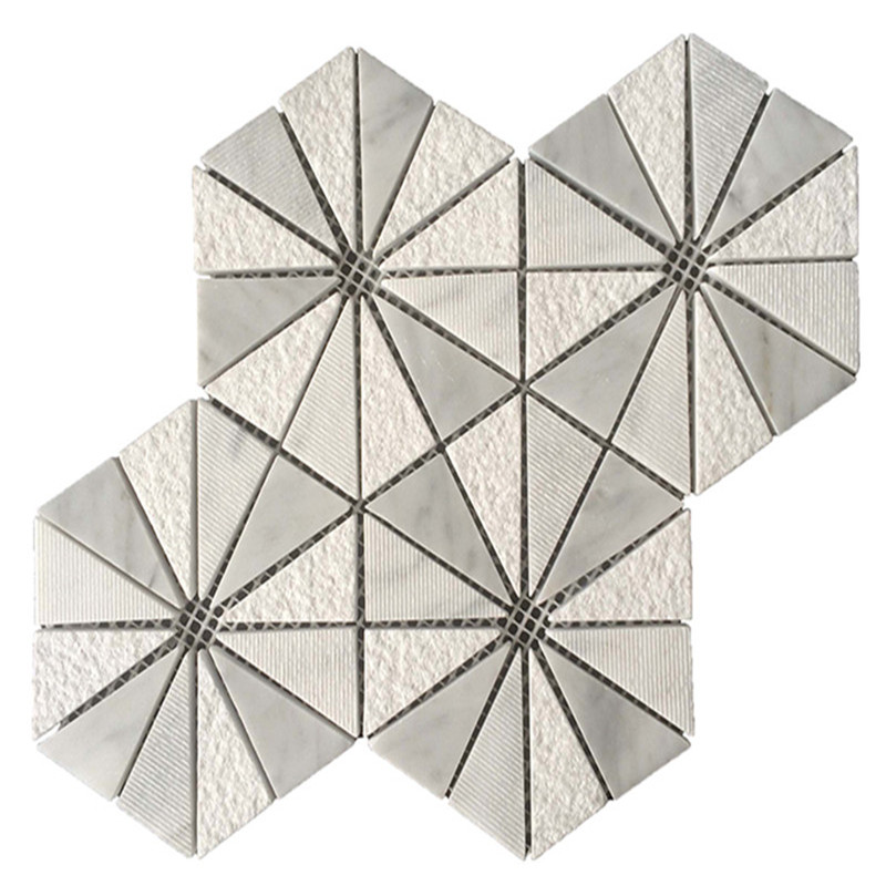 3D Hexagon Mixed Marble Mosaic